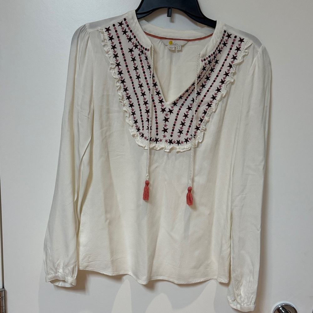 Boden cream and pink stars blouse size 4